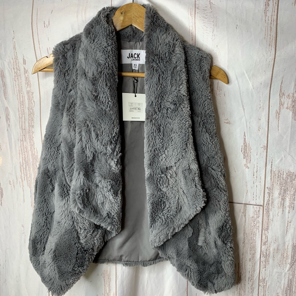 BB Dakota faux fur vest December Sky gray size extra small new with tags